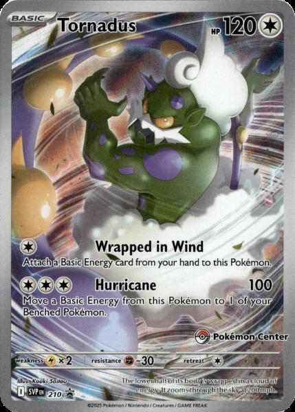 Tornadus #210, English Pokemon Center stamped promo reference image