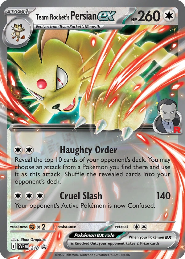 Team Rocket's Persian ex #218, English SVP Black Star Promos promo, reference image
