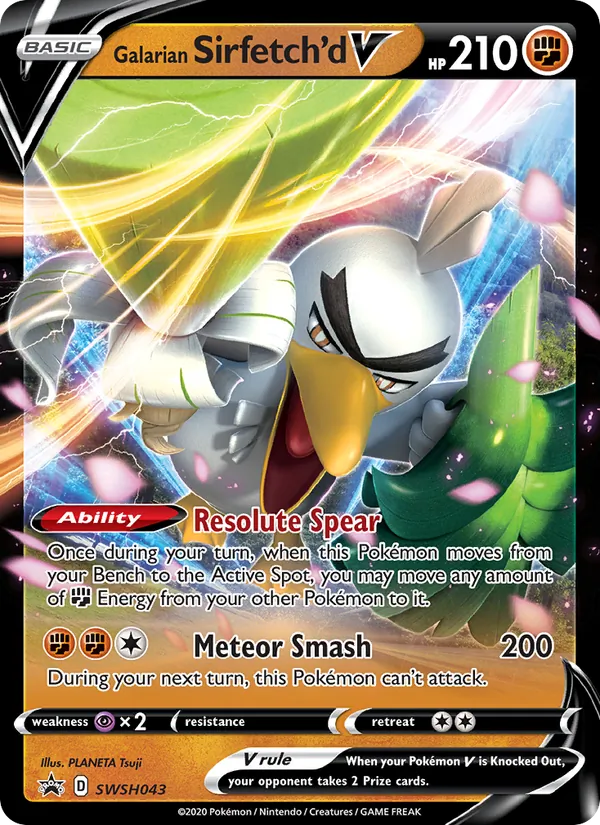 Galarian Sirfetch'd V #SWSH043, SWSH Black Star Holo, TCGdex reference