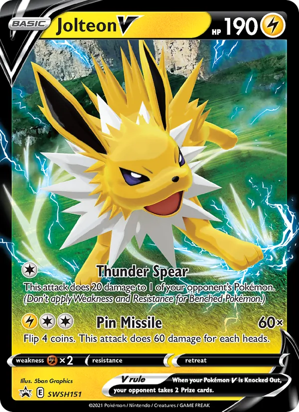 Jolteon V #SWSH151, SWSH Black Star Holo, TCGdex reference