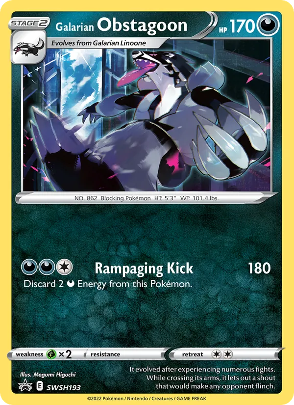 Galarian Obstagoon #SWSH193, SWSH Black Star Eevee Deck symbol, TCGdex reference