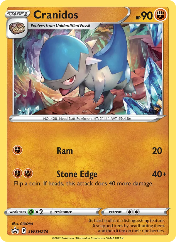 Cranidos #SWSH274, SWSH Black Star Holo, TCGdex reference