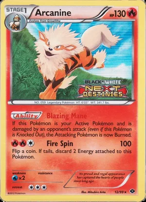 Arcanine 12/99, Next Destinies stamp, regular PSA placeholder