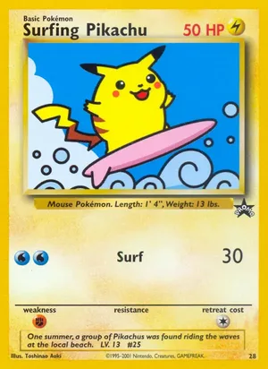 Surfing Pikachu #28, Standard print, TCGdex reference
