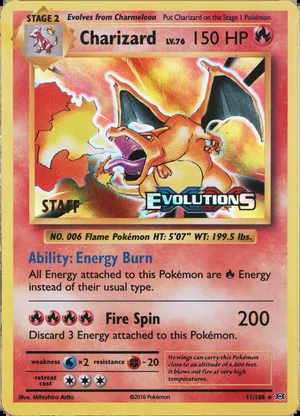 Charizard 11/108, STAFF + Evolutions stamps, PSA placeholder