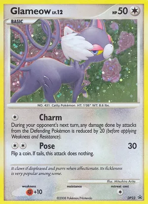 Glameow #DP23, DP Black Star Cosmos Holo, TCGdex reference