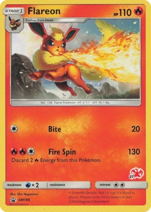 Flareon SM186, 27 Charizard Deck stamp, owner-provided image