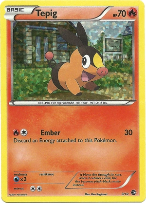 Tepig 3/12, Confetti Holo, reference image