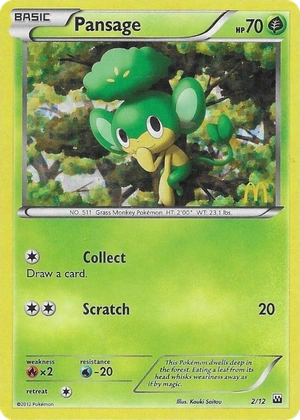 Pansage 2/12, McDonald's Collection 2012 Confetti Holo, Pokumon reference