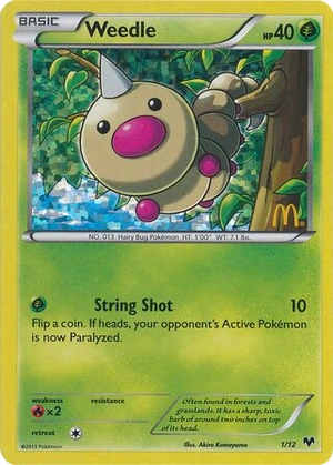 Weedle 1/12, McDonald's Collection 2014 Confetti Holo, Pokumon reference