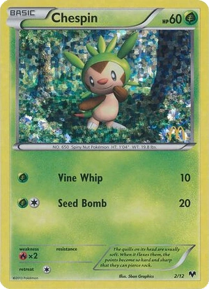 Chespin 2/12, McDonald's Collection 2014 Confetti Holo, Pokumon reference