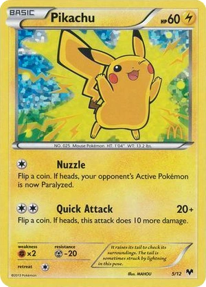 Pikachu 5/12, McDonald's Collection 2014 Confetti Holo, Pokumon reference