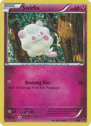 Swirlix 9/12, McDonald's Collection 2014 Confetti Holo, Pokumon reference