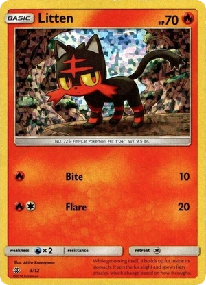 Litten 3/12, McDonald's Collection 2017 Confetti Holo, Pokumon reference