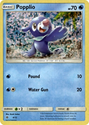 Popplio 4/12, McDonald's Collection 2017 Confetti Holo, Pokumon reference