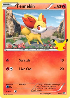 Fennekin #14, English McDonald's Collection 2021 promo, reference image