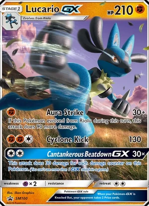 Lucario GX #SM100, SM Black Star Holo, TCGdex reference