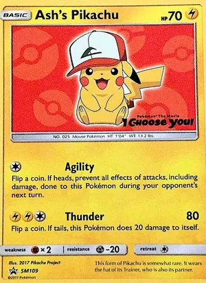 Ash's Pikachu #SM109, SM Black Star Non Holo, TCGdex reference