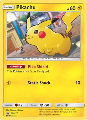 Pikachu #SM157, SM Black Star Holo, TCGdex reference