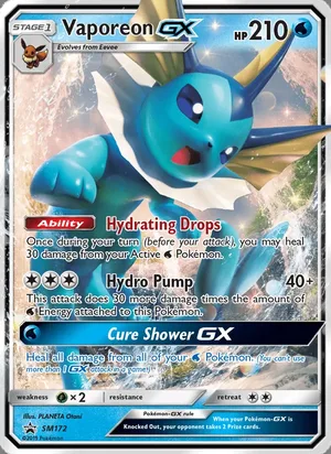 Vaporeon GX #SM172, SM Black Star Holo, TCGdex reference