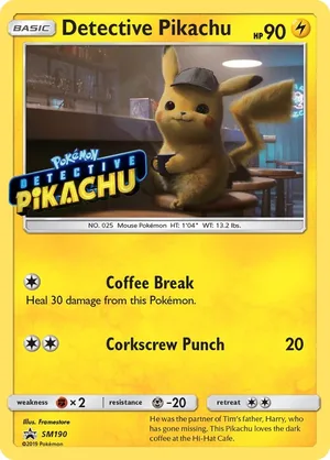 Detective Pikachu #SM190, English SM Black Star Promos promo, reference image