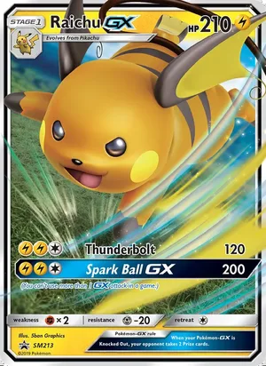 Raichu GX #SM213, SM Black Star Holo, TCGdex reference