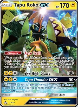 Tapu Koko GX #SM33, SM Black Star Holo, TCGdex reference