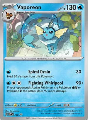Vaporeon #168, SWSH Black Star Holo, TCGdex reference