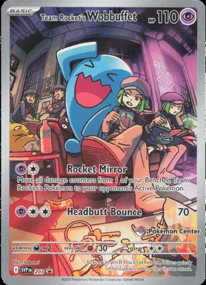 Team Rocket's Wobbuffet #203, English Pokemon Center stamped promo reference image