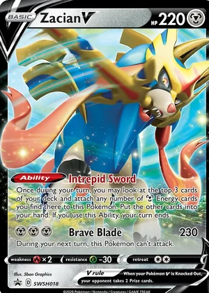 Zacian V #SWSH018, SWSH Black Star Holo, TCGdex reference