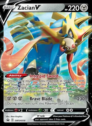 Zacian V #SWSH018, SWSH Black Star Holo, TCGdex reference