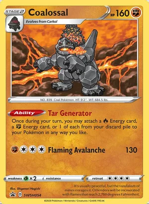 Coalossal #SWSH054, SWSH Black Star Holo, TCGdex reference