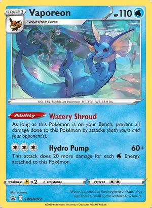 Vaporeon #SWSH072, SWSH Black Star Holo, TCGdex reference
