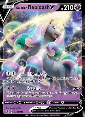 Galarian Rapidash V #SWSH111, SWSH Black Star Holo, TCGdex reference