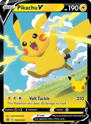 Pikachu V #SWSH143, SWSH Black Star Holo, TCGdex reference