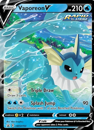 Vaporeon V #SWSH150, SWSH Black Star Holo, TCGdex reference