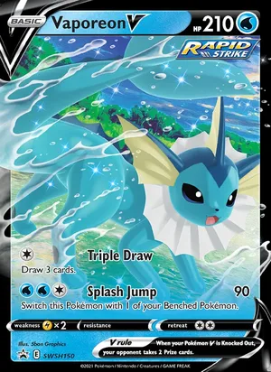 Vaporeon V #SWSH150, SWSH Black Star Holo, TCGdex reference