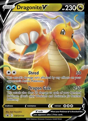 Dragonite V #SWSH154, SWSH Black Star Holo, TCGdex reference
