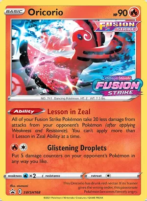 Oricorio SWSH168, prerelease base reference scan