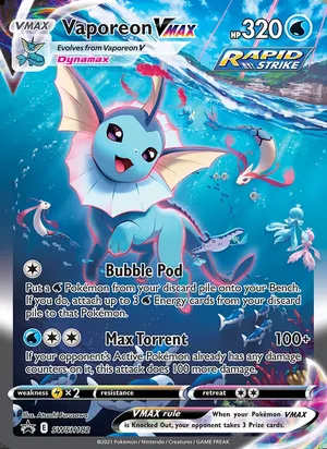 Vaporeon VMAX #SWSH182, SWSH Black Star Holo, TCGdex reference