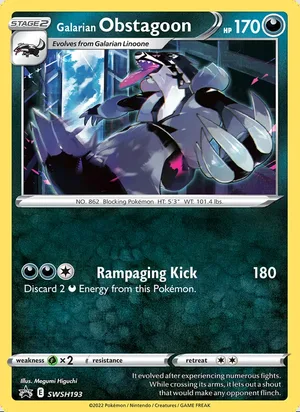 Galarian Obstagoon #SWSH193, SWSH Black Star Eevee Deck symbol, TCGdex reference