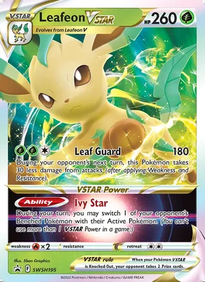 Leafeon VSTAR #SWSH195, SWSH Black Star Holo, TCGdex reference