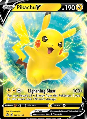 Pikachu V #SWSH198, SWSH Black Star Holo, TCGdex reference