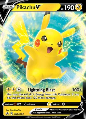 Pikachu V #SWSH198, SWSH Black Star Holo, TCGdex reference