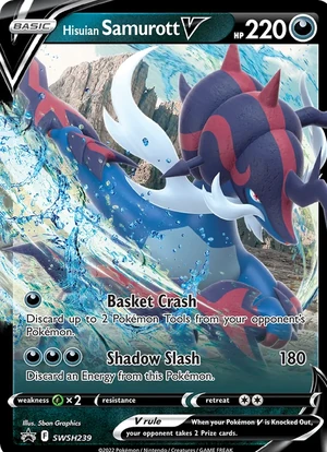 Hisuian Samurott V #SWSH239, SWSH Black Star Holo, TCGdex reference