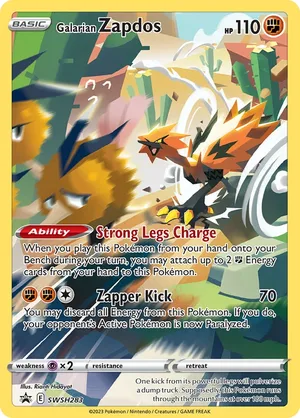 Galarian Zapdos #SWSH283, English SWSH Black Star Promos promo, reference image