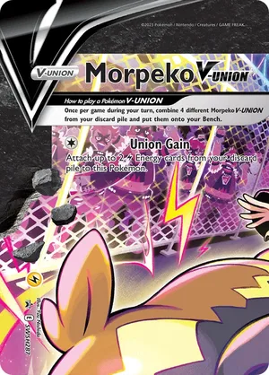 Morpeko V-UNION #SWSH287, English SWSH Black Star Promos promo, reference image