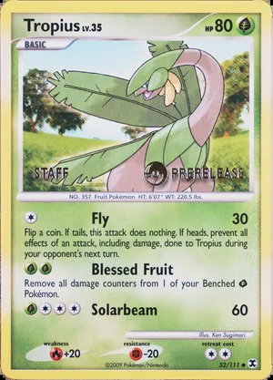 Tropius 52/111, STAFF + Rising Rivals stamps, PSA placeholder