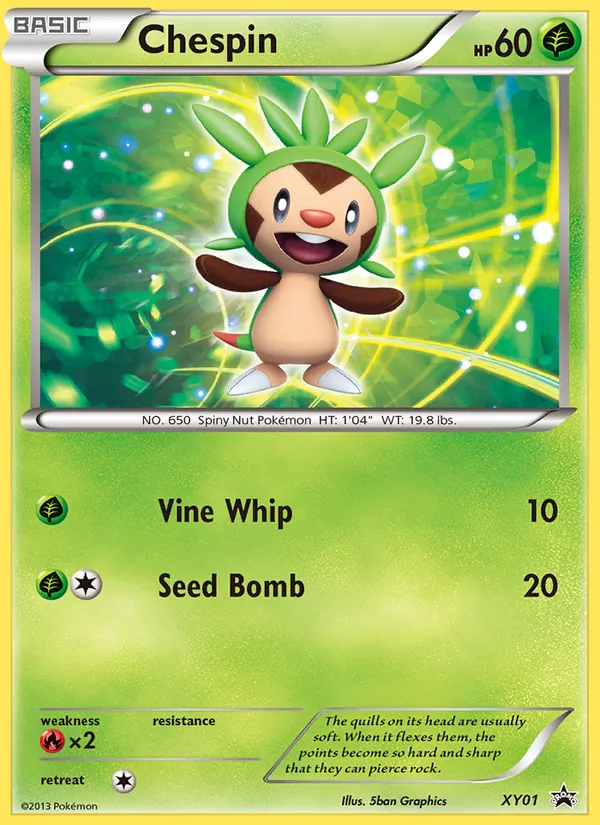 Chespin #XY01, XY Black Star Holo, TCGdex reference